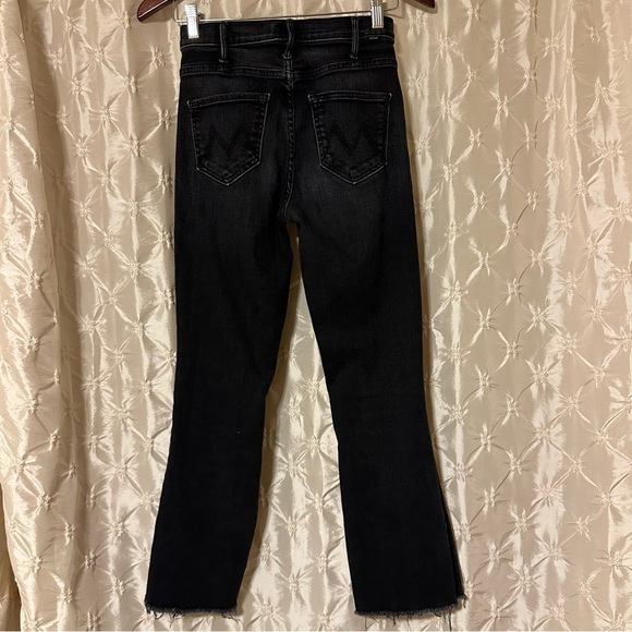 MOTHER The Hustler Ankle Fray Jeans Black Encounters at Night Raw Hem Boot - Picture 6 of 16